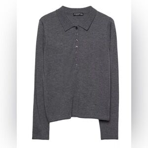 Stradivarius Polo knit sweater with buttons Dark Gray